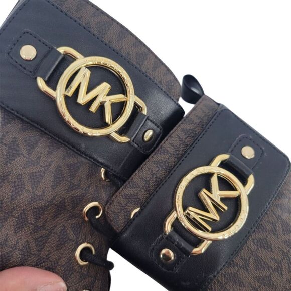 Michael Kors 'Rory' Heeled Ankle Boots Dark Brown Black 6 - Picture 6 of 16